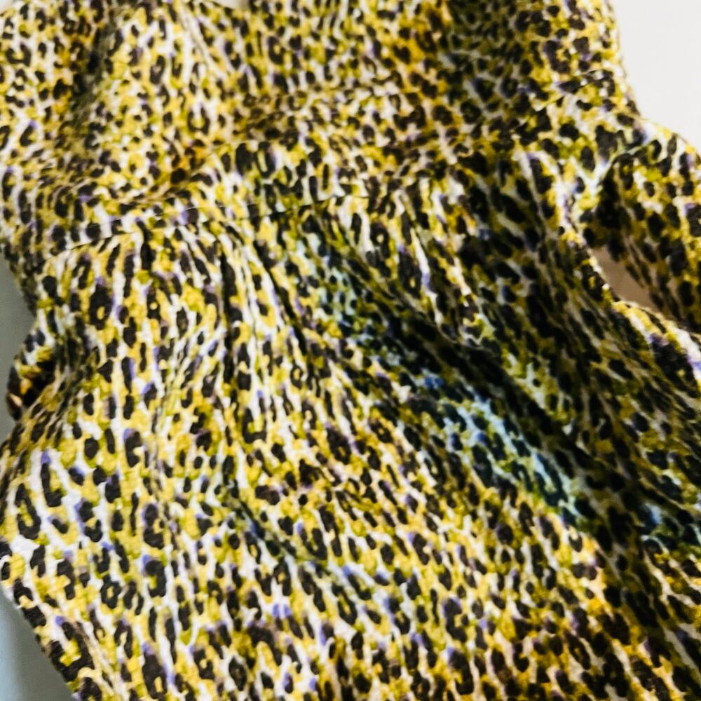 J. Crew Textured Leopard Print V Neck Sleeveless Dress Size XS Brown Cream - Picture 6 of 9